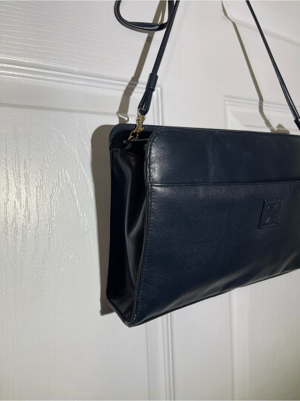 GIANI BERNINI Genuine Leather Navy Crossbody Shoulder Bag VTG - Picture 3 of 11
